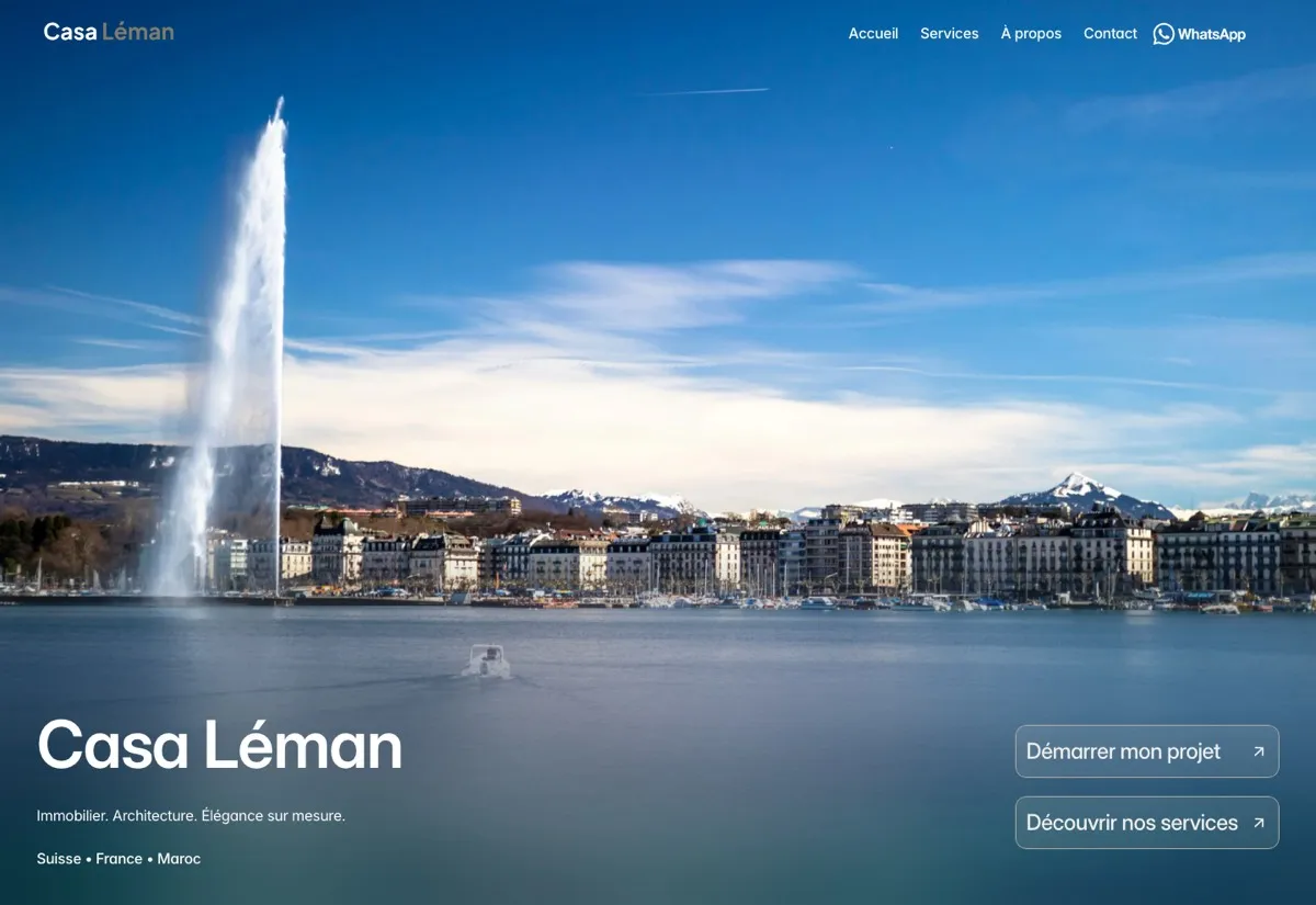 Page d'accueil du site de Casa Léman, livré par Guenway